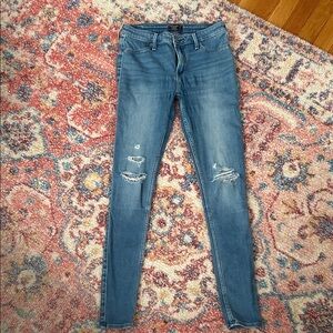 Abercrombie & Fitch Medium Blue Distressed Skinny Jeans